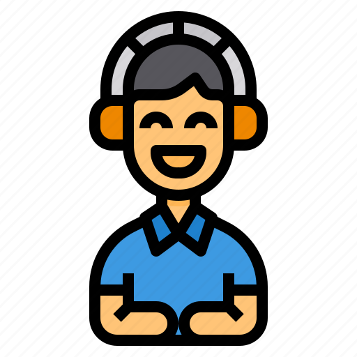 Headphone, listening, learning, music, man icon - Download on Iconfinder