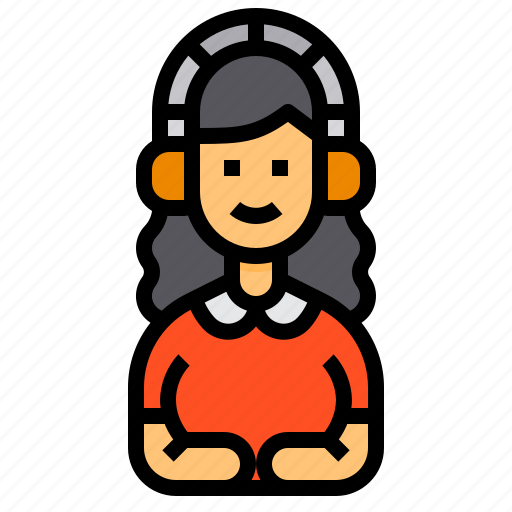 Headphone, listening, learning, music, woman icon - Download on Iconfinder