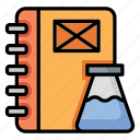 experiment, education, flask, book, test, science