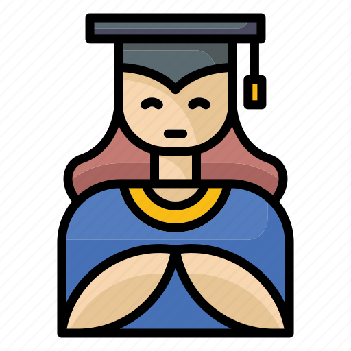 Graduation, university, education, student, woman, mortboard, avatar icon - Download on Iconfinder