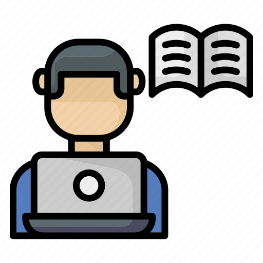 Online learning, education, study, laptop, online course, boy icon - Download on Iconfinder