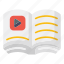 book, education, video tutorial, e-learning, video lesson, play button 