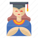 graduation, university, education, student, woman, mortboard, avatar, school