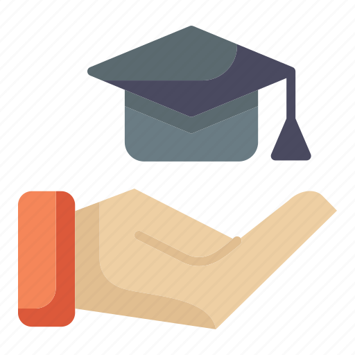 Course, education, study, hand, graduation cap, school icon - Download on Iconfinder