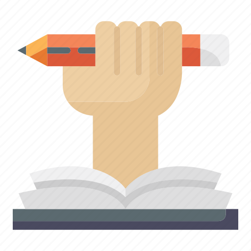Knowledge, education, study, book, hand, pencil, learning icon - Download on Iconfinder
