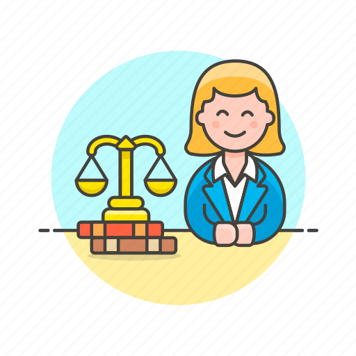 Lawyer, legal, books, justice, law, woman, scale icon - Download on Iconfinder