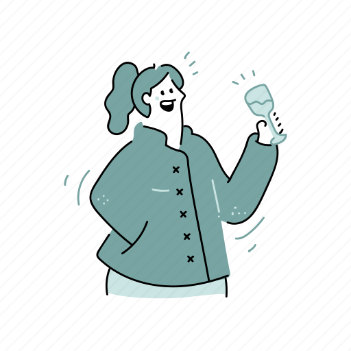 Leisure, woman, drink, beverage, wine, glass illustration - Download on Iconfinder