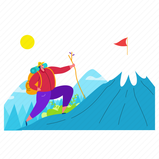 Achievements, climbing, a, mountain, target, achievement, man illustration - Download on Iconfinder
