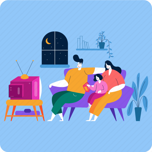 Family, relationships, time, parents, home, man, woman illustration - Download on Iconfinder