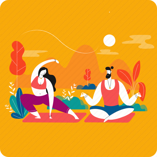 Health, yoga, meditation, man, woman illustration - Download on Iconfinder