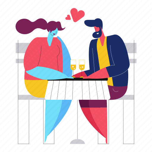 Relationships, woman, valentine, date, dinner, having, man illustration - Download on Iconfinder
