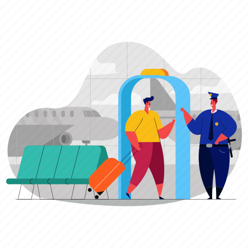 Travel, airport, security, check, man, airplane illustration - Download on Iconfinder