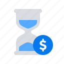 hourglass, money, time
