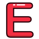 e, letter, red, alphabet, letters