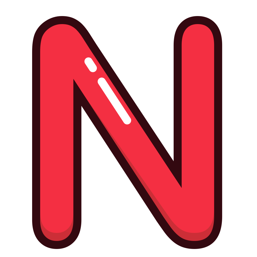 N. Буква n. Буква n без фона. Красными буквами. Буква n на прозрачном фоне.