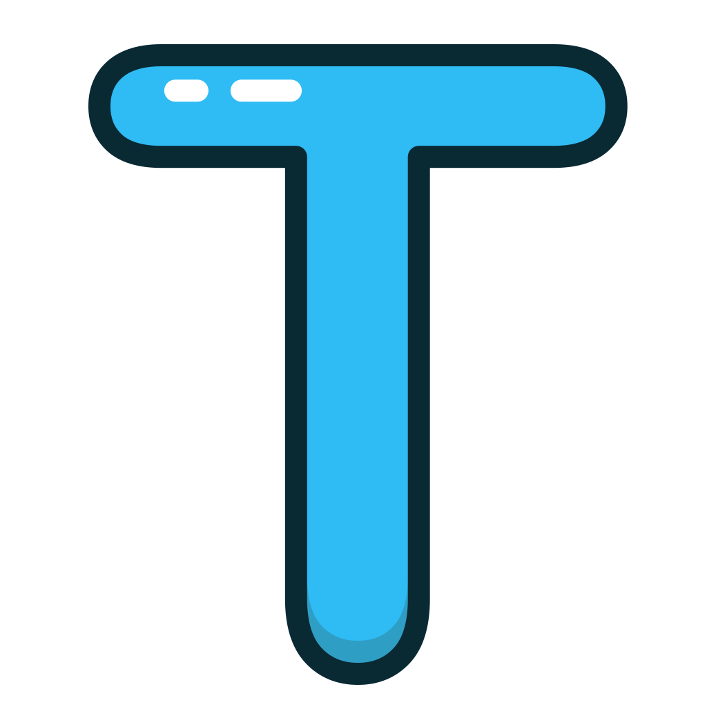 Blue, letter, t, alphabet, letters icon Free download