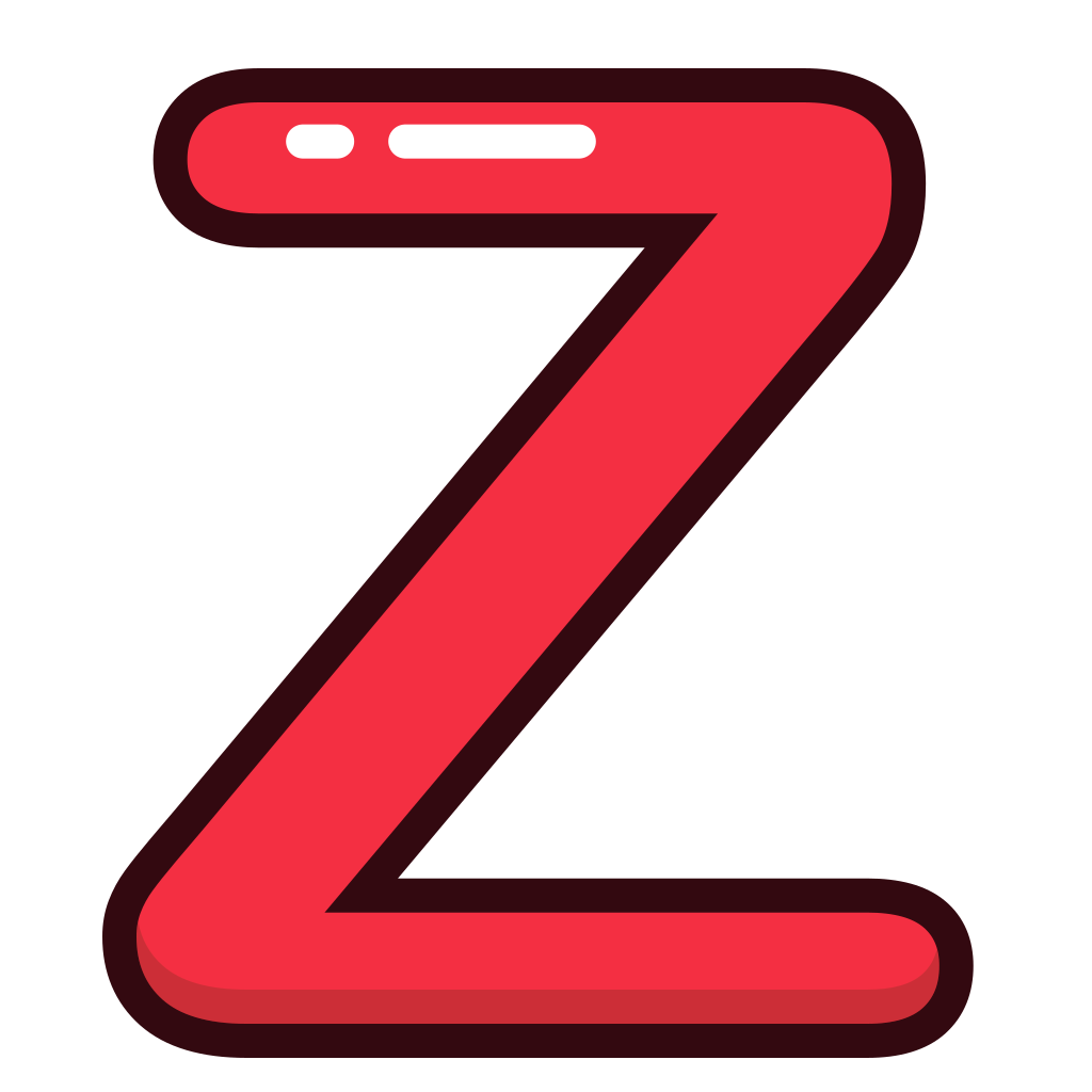Буква z. Красная буква z. Большая буква z. Z на прозрачном фоне.
