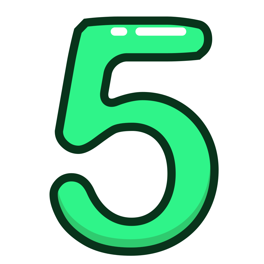 Цифра 5. Цифра 5 зеленая. Цифра 5 разноцветная. Пять на прозрачном фоне. Фотка пятерки