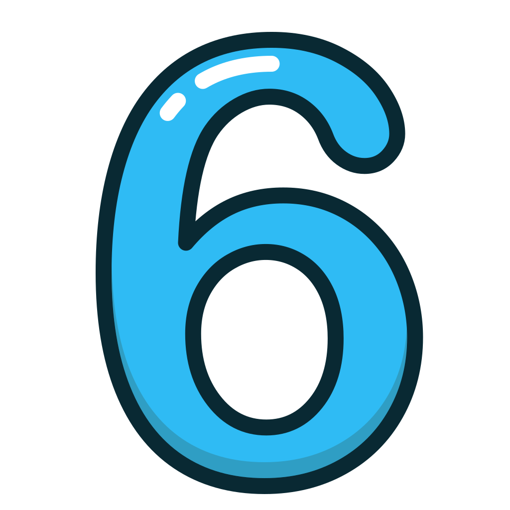 Blue Number Numbers Six Study Icon Free Download