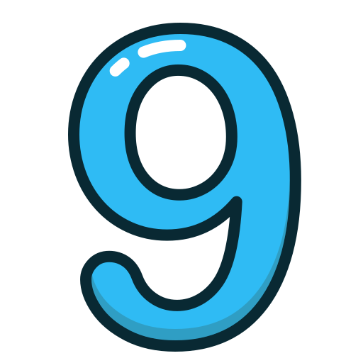 Blue, number, nine, numbers, study icon - Free download