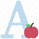 a, letters, alphabet, lettering, writing, apple