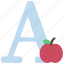 a, letters, alphabet, lettering, writing, apple 