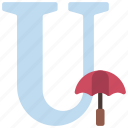 u, letters, alphabet, lettering, writing, umbrella