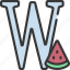 w, letters, alphabet, lettering, writing, watermelon 