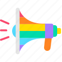 megaphone, lgbt, communication, message, loudspeaker, rainbow, pride