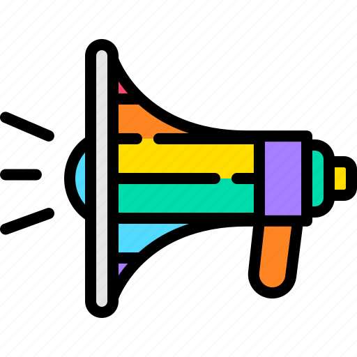 Megaphone, lgbt, communication, message, loudspeaker, rainbow, pride icon - Download on Iconfinder
