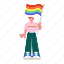 man, holding, pride flag, transgender, activist, lgbtq, pride