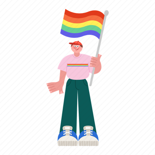 Man, holding, pride flag, transgender, activist, lgbtq, pride icon - Download on Iconfinder