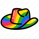 hat, rainbow, pride hat, pride flag, gay, lesbian, cowboy hat, homosexual, pride