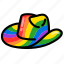 hat, rainbow, pride hat, pride flag, gay, lesbian, cowboy hat, homosexual, pride 