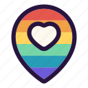 lgbt, map pin, location, heart, love