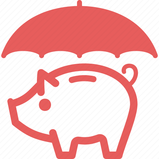 Piggy bank, savings protection, umbrella icon - Download on Iconfinder
