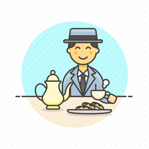 English, lifestyle, party, tea, dessert, man, relax icon - Download on Iconfinder