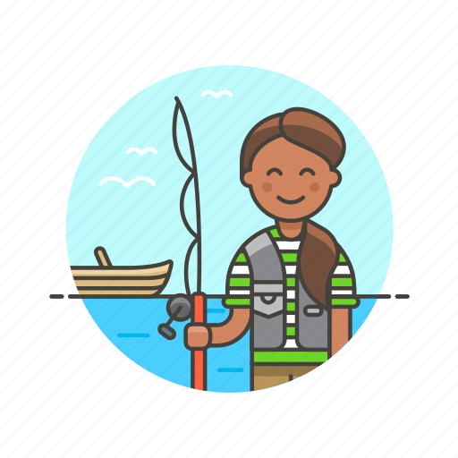 Fisherman, lifestyle, catch, food, hobby, pole, woman icon - Download on Iconfinder