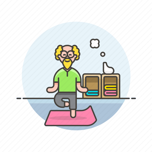 Balance, lifestyle, yoga, elder, exercise, man, mat icon - Download on Iconfinder