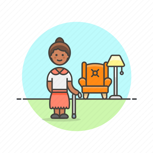 Cane, lifestyle, elder, relax, woman, home, lamp icon - Download on Iconfinder