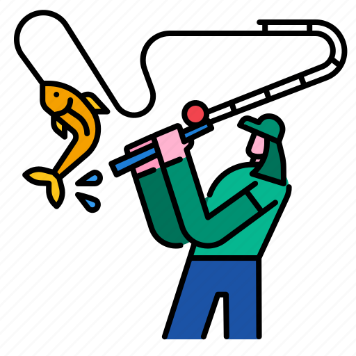 Fish, fisherman, fishing, river, rod, water icon - Download on Iconfinder