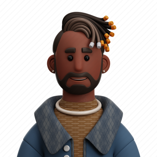 Dreadlocks, man, jacket, male, people, person, avatar 3D illustration - Download on Iconfinder