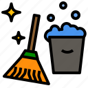 cleaning, washing, broom, bucket, housekeeper