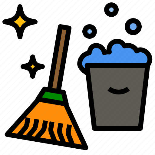 Cleaning, washing, broom, bucket, housekeeper icon - Download on Iconfinder