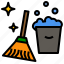 cleaning, washing, broom, bucket, housekeeper 