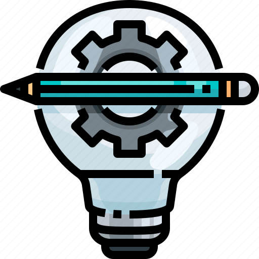 Bulb, creativity, education, gear, idea, light, pencil icon - Download on Iconfinder