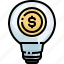 bulb, creative, dollar, idea, innovation, invention, light 