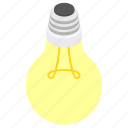 bulb, concept, electricity, energy, idea, isometric, light