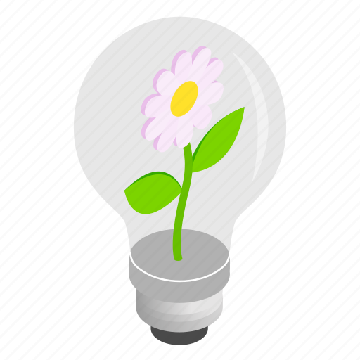 Bulb, energy, idea, isometric, light, lightbulb, plant icon - Download on Iconfinder