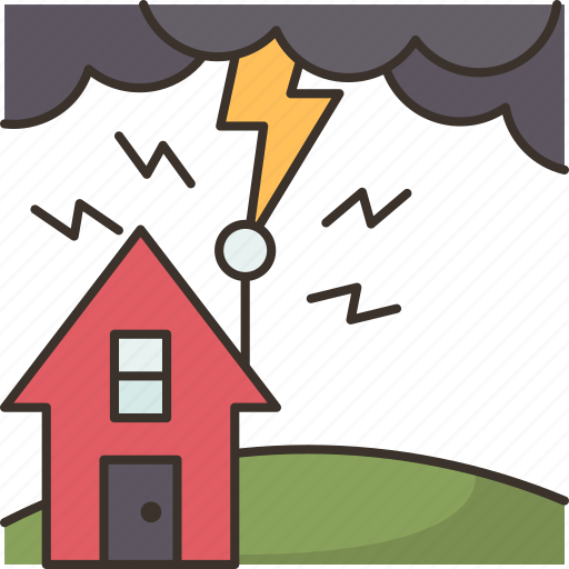 Lightning, conductor, house, safety, strike icon - Download on Iconfinder